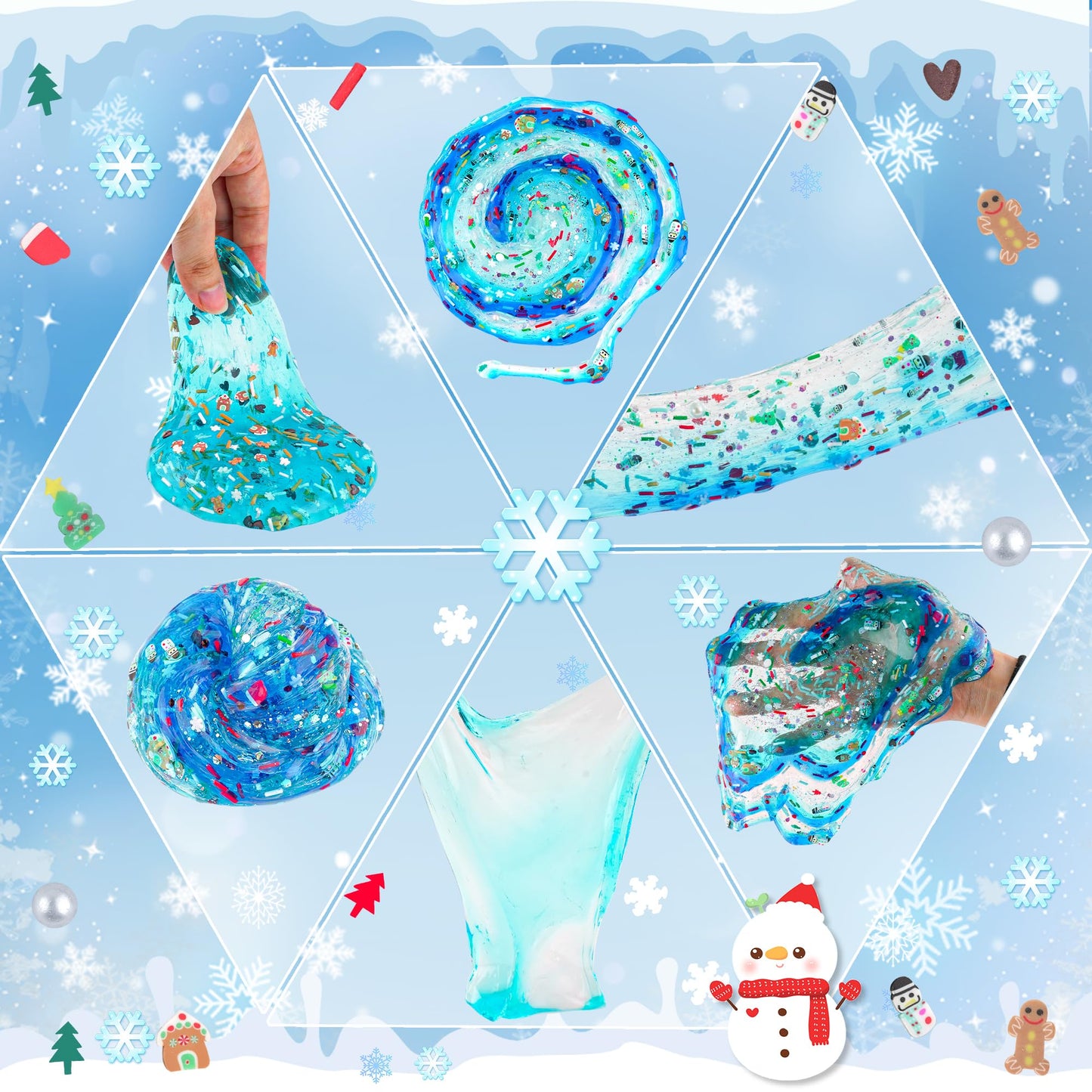 Lawoho Build A Snowman Kit With Clear Slime & Air Dry Clay For Kids, Christmas Crafts For Kids, Slime Kit For Kids, Christmas Gifts For Kids, Stocking Stuffers For Kids Christmas Crafts Snowman Kit