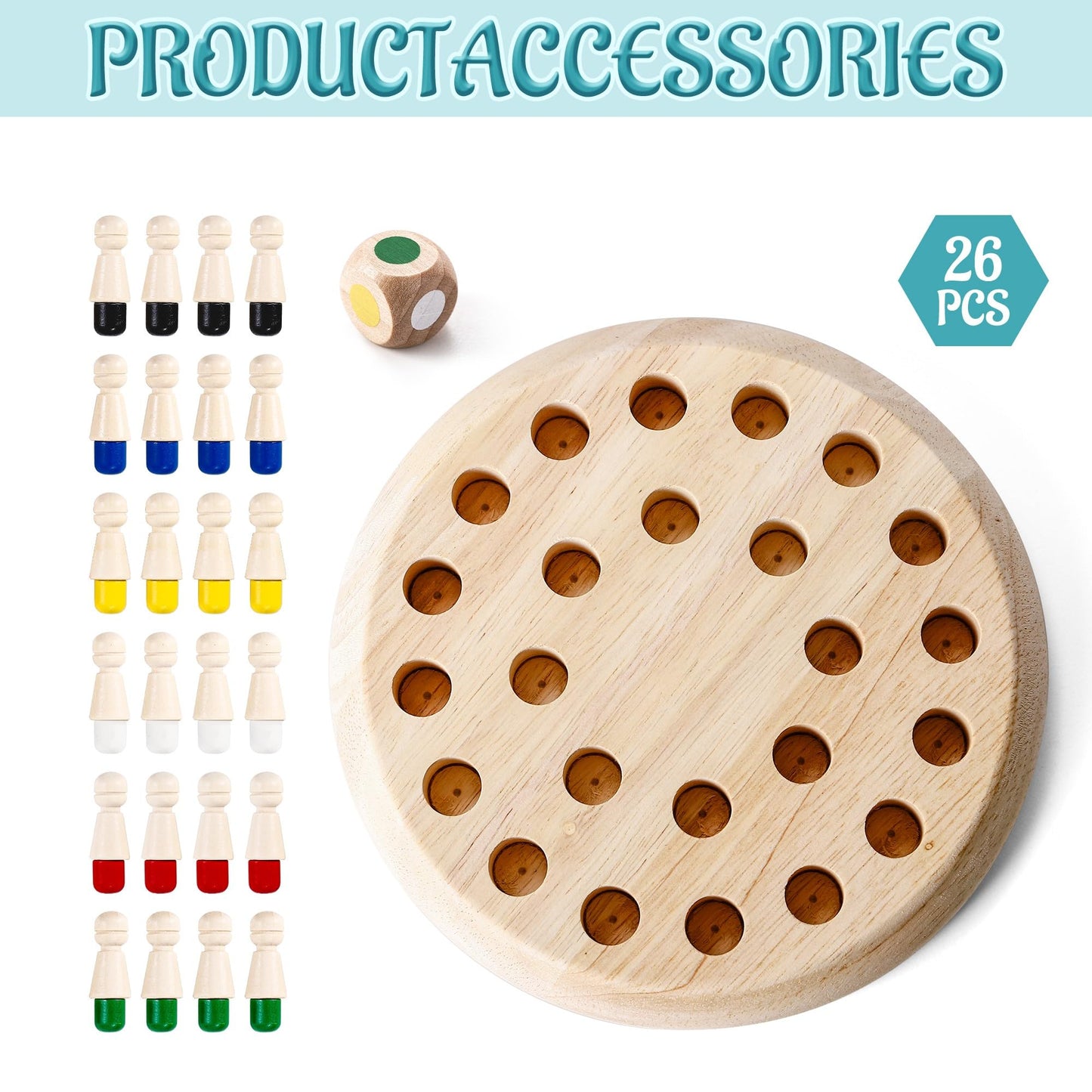Wooden Memory Chess Matching Game: A Family Board Game Suitable For Children And Adults, Puzzle Toys Suitable For Ages 3, 4, 5,