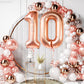 Huge 40 Inch, Rose Gold Number 10 Balloon - Foil 10 Balloon Number | 10 Birthday Balloon For 10 Year Old Birthday Decorations | 10Th Birthday Decorations For Girl | Number 10 Balloons For Anniversary