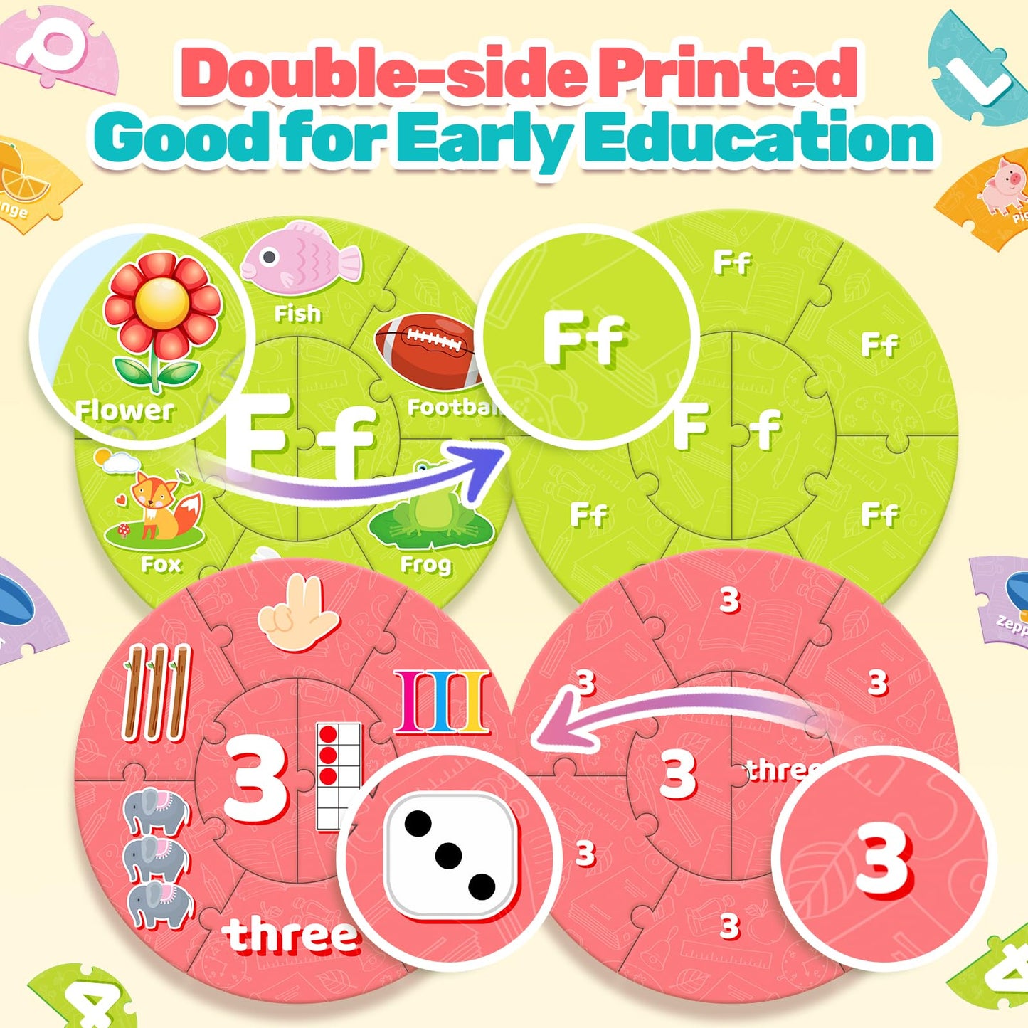Amidear Abc Alphabet And Number Puzzle Educational Preschool Learning Toys For Toddlers, Montessori Toys Sight Words Game Kinder