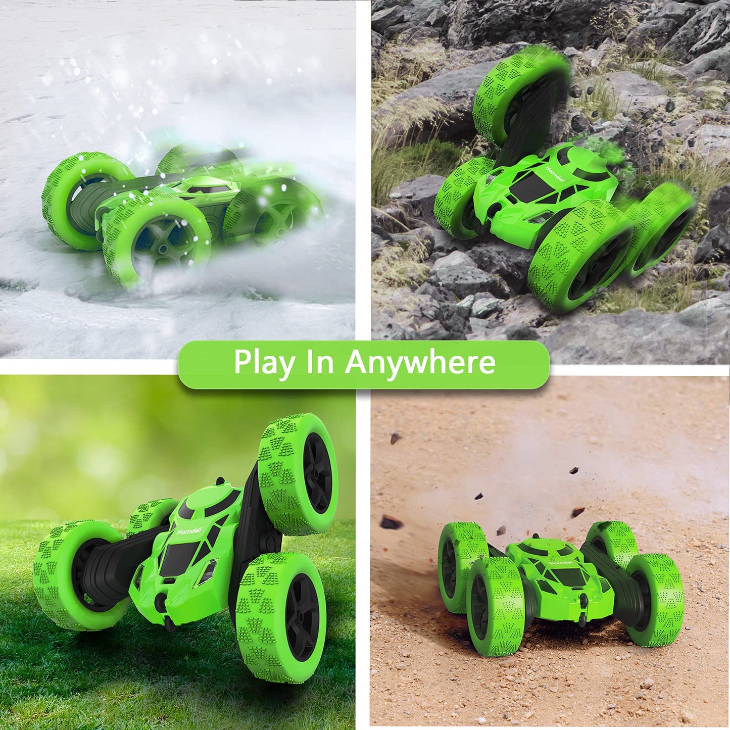 Remote Control Car, Hamdol Double Sided 360Rotating 4Wd Rc Cars With Headlights 2.4Ghz Electric Race Stunt Toy Car Rechargeable
