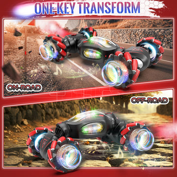 Fosgoit Gesture Sensing RC Stunt Car Toys for 6-12 Boys Girls, 2.4Ghz 4WD Hand Controlled RC Car with Light & Music & Spray, Dou