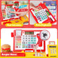 maysida Cash Register Toy for Kids, Pretend Play Store with Fast Food Burger/Scanner/Credit Card/Play Money/Microphone Birthday