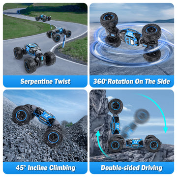 Powerextra Gesture Sensing Rc Car, 1:16 Scale Outdoor Remote Control Car Crawler, 4Wd Transform Rc Car, Double Side All Terrains