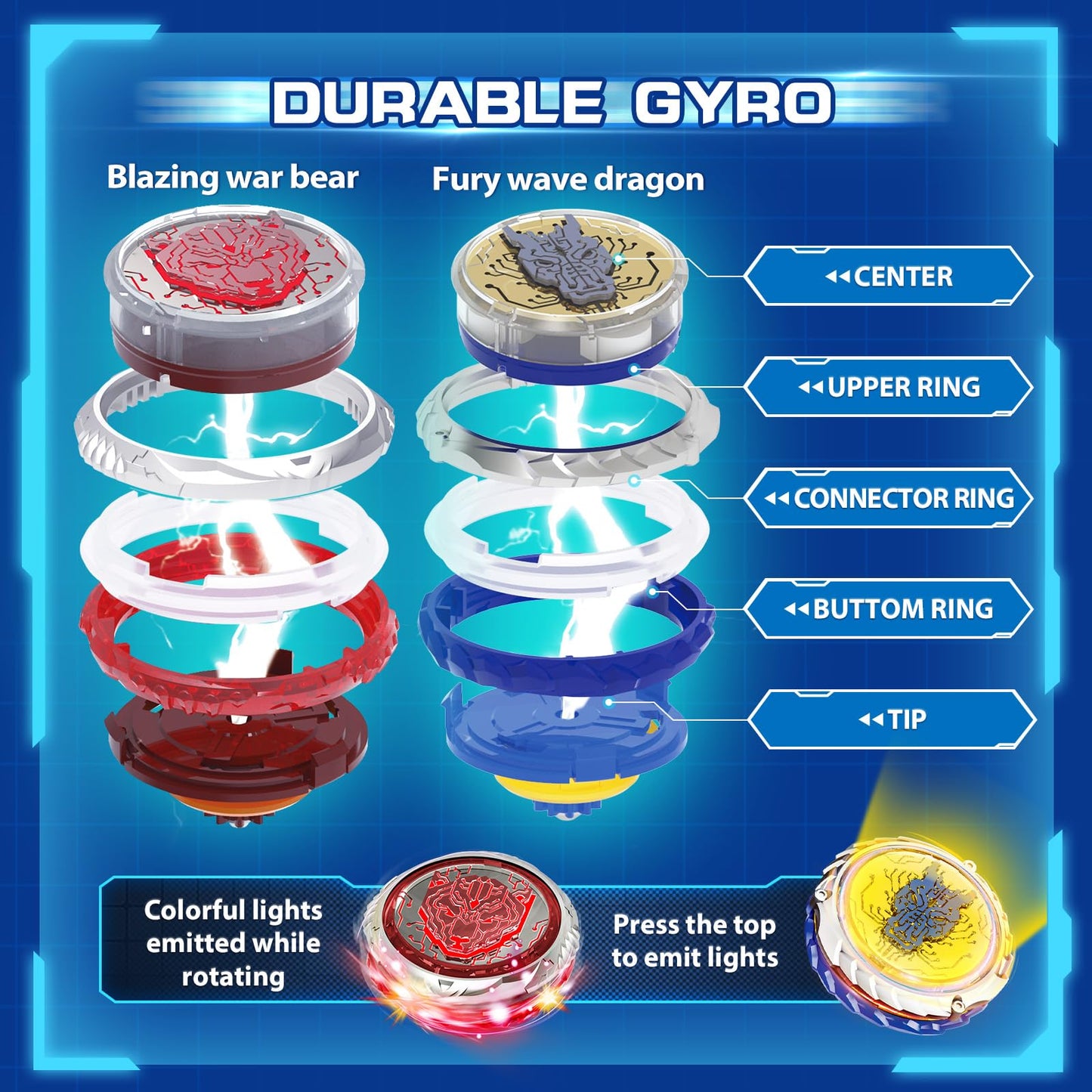 Infinity Nado Battling Toys Set with Stadium, 2 Spinning Tops & Launchers, Metal, Sapphire Blue & Flame Red, Model EU654181