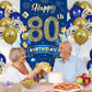 Rumia 80Th Birthday Party Decorations For Men Navy Blue Gold Happy Banner With 18Pcs Balloons Door Cover Backdrop Women Anniversary Sign Porch Decor Supplies