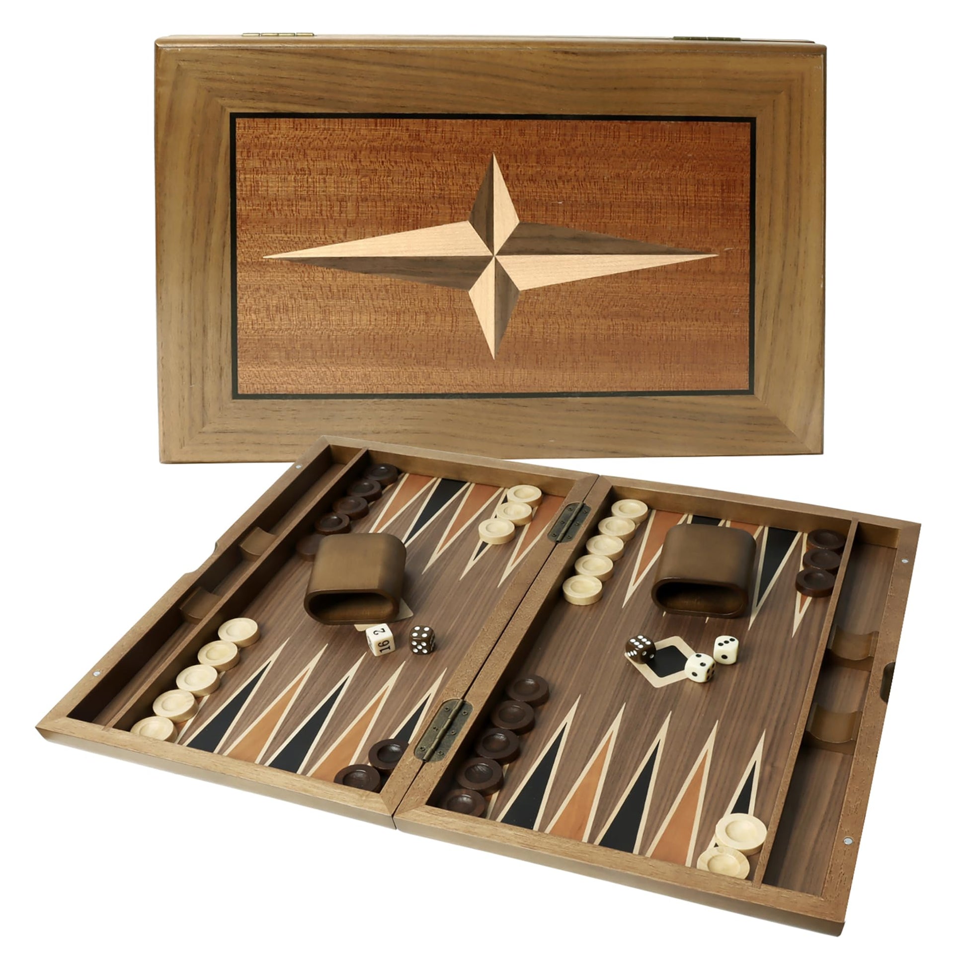 GSE Games & Sports Expert enhanced Wooden Folding Inlay Backgn Board Game Set  Classic Traditional Strategy Board Games (Star - 17 Inches)