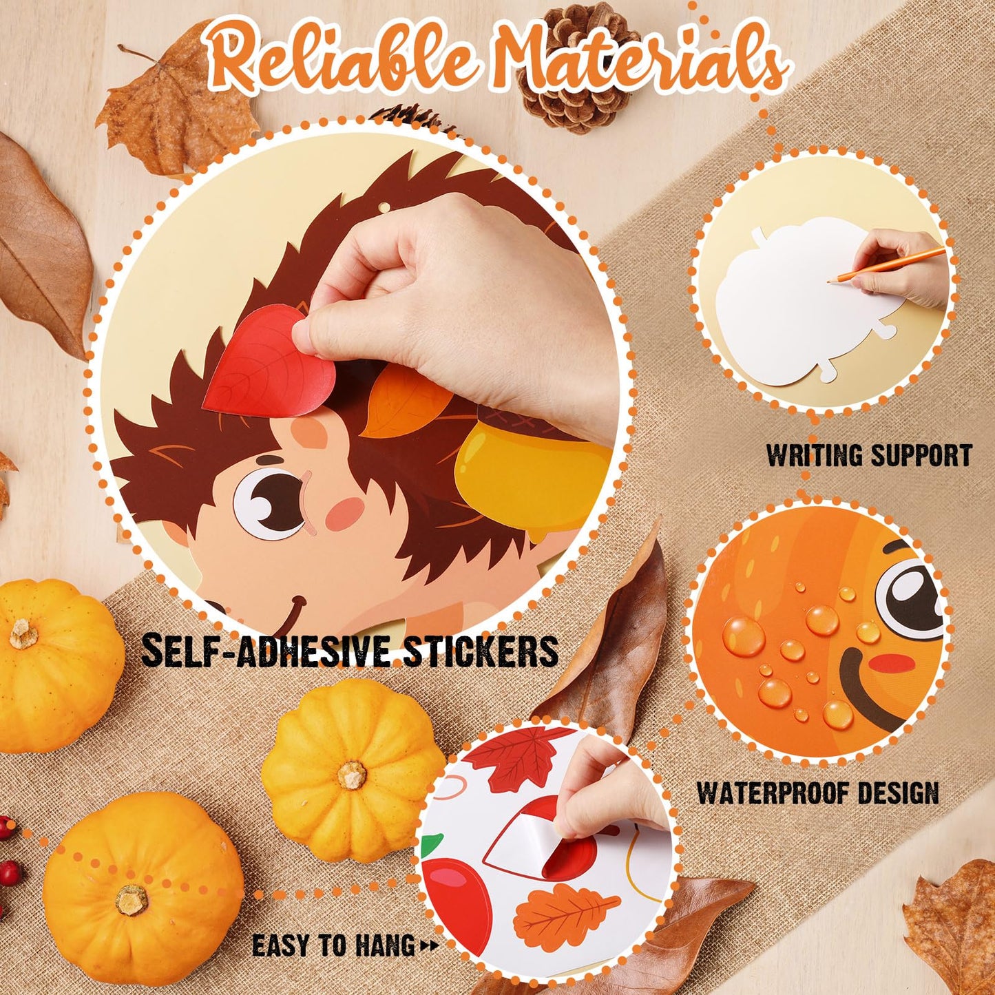 Pasimy 24 Sets Thanksgiving Crafts Kits DIY Fall Autumn Ornaments Turkey Scarecrow Pumpkin Owl Sticker Crafts Autumn Harvest Cra