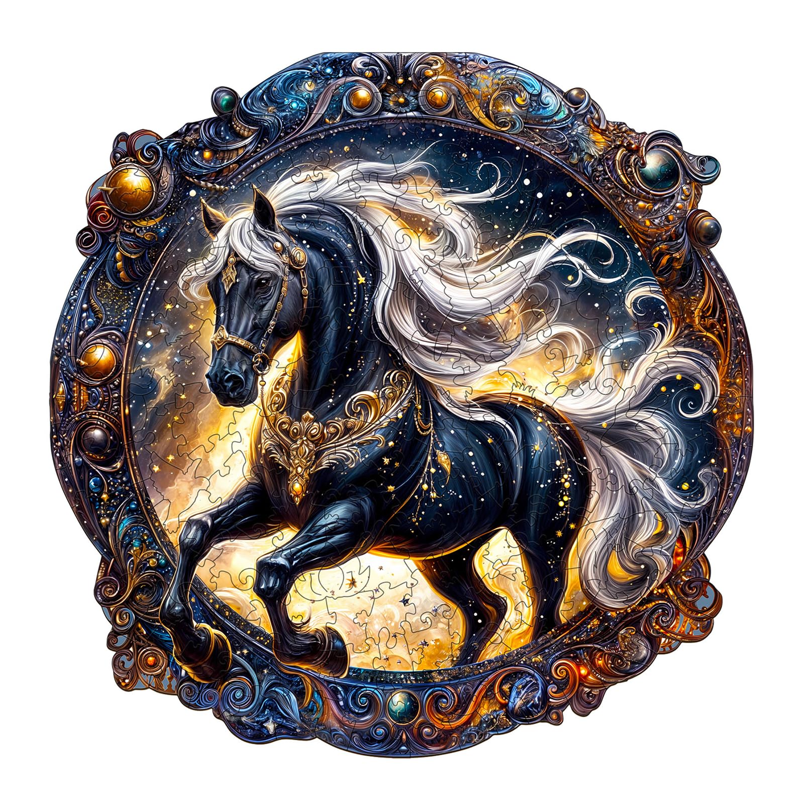 Wooden Puzzles For Adults - Elegant Horse Wooden Jigsaw Puzzle - Unique Animal Shaped Wood Puzzles Adult - Creative Birthday Gif