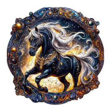 Wooden Puzzles For Adults - Elegant Horse Wooden Jigsaw Puzzle - Unique Animal Shaped Wood Puzzles Adult - Creative Birthday Gif
