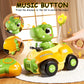 Jovow Dinosaur Remote Control Car for Toddlers,Two Dinosaur Toys Vehicles with LED Lights & Music,Electric RC Cars Toys for Boys
