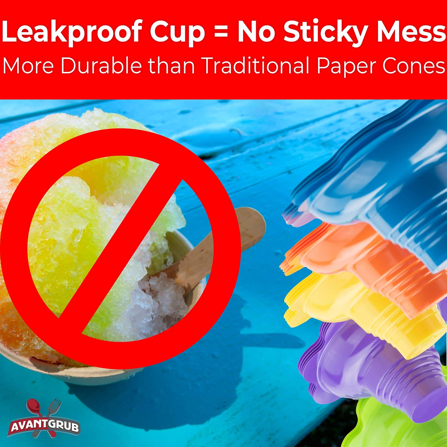 Leak Proof & Drip Catching, Super Cute Reusable 4oz Flower Snow Cone Cups 100 Pk, Colorful Easy Grip Bowls Perfect for Birthday