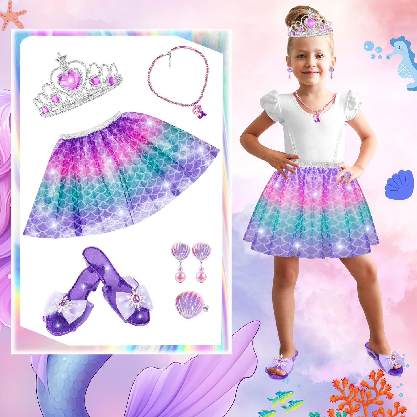Princess Dress Up For Girls, Dress Up Clothes For Girl With Princess Shoes, Toddler Girls Boutique, Pretend Play Gifts For Littl