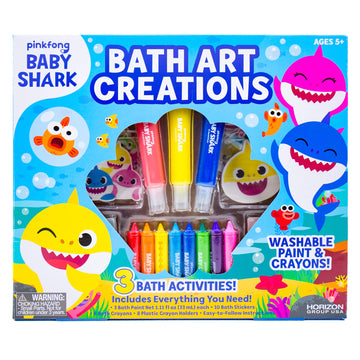 Baby Shark Bath Art Creations Play Set for Kids & Toddlers - Draw Washable Artwork During Bathtime or Shower Time - Dissolvable 