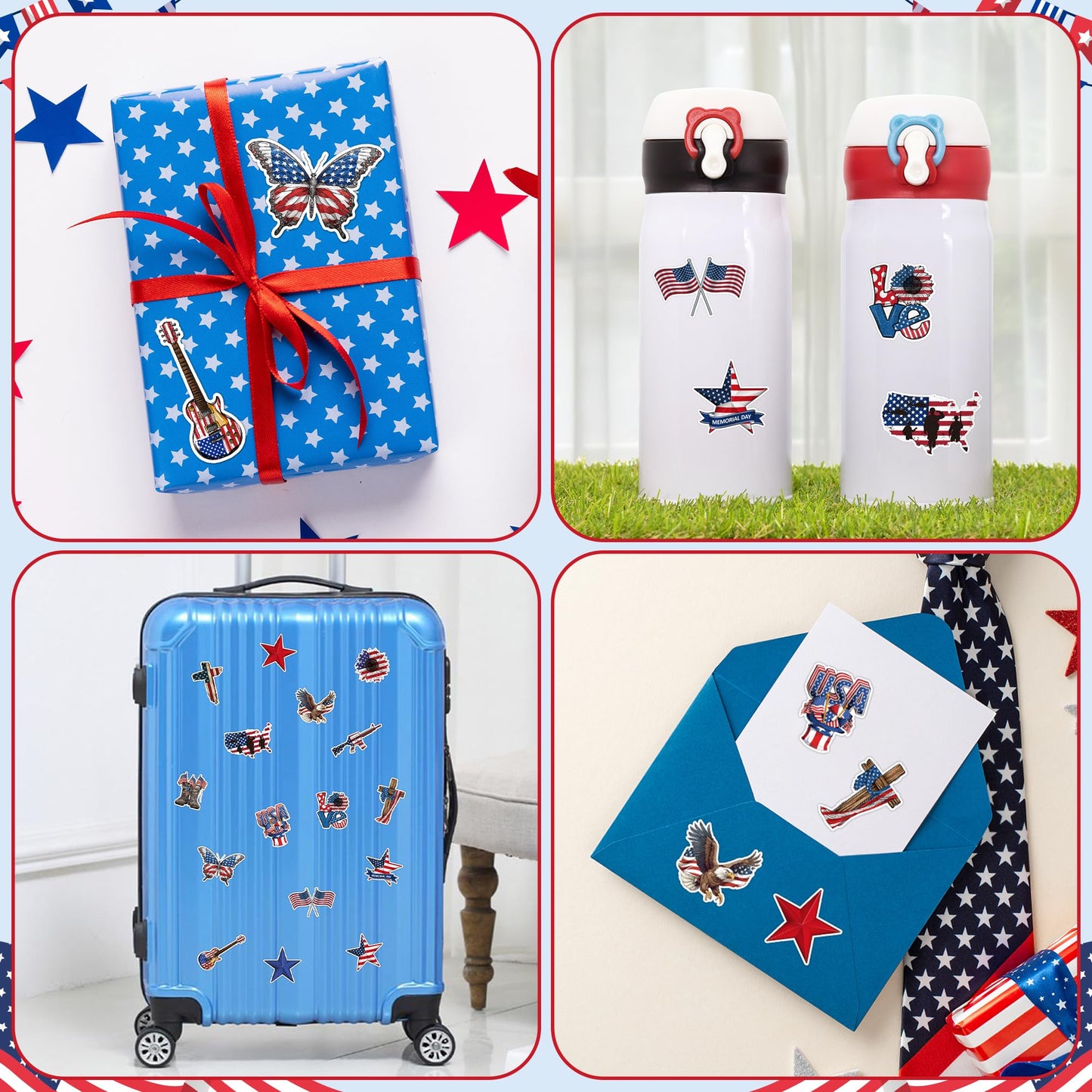 A1Diee America Veterans Day Stickers - American Flag Patriotic Stickers For Independence Day Decorations Red White And Blue Usa Memorial Day Veterans Day Decals Party Favor Supplies Decor, 1000Pcs