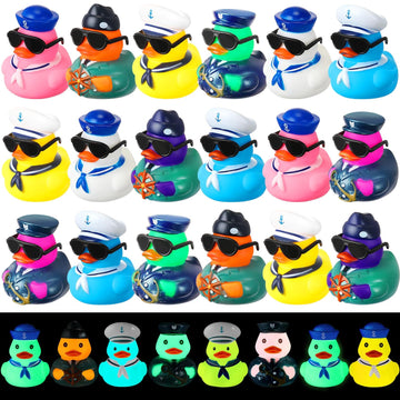 Rotatingpals 48 Pcs Halloween Cruise Ducks Light up Rubber Ducks Glow in The Dark Cruise Ship Hiding Accessories 2.4 Inch Nautical Sailing Rubber Decor for Thanksgiving Christmas Party Favor Birthday