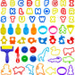 FRIMOONY Plastic Dough Tools for Kids, with Capital Letters, Cookie Cutters, Stamps, Multi-Color, 61 Pieces