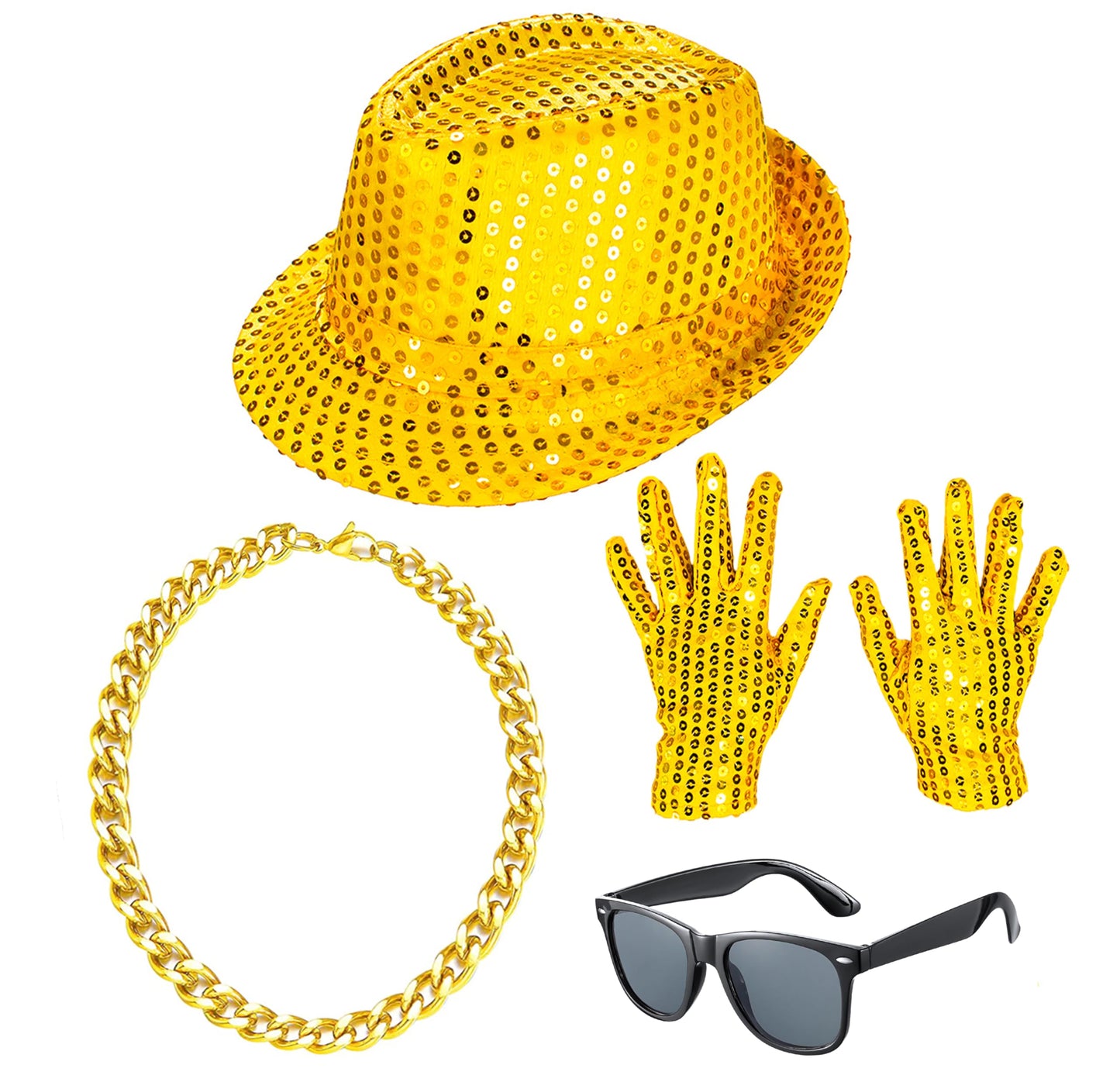 Kids Dance Hip Hop Jazz Costume Boys Sequin Vest Hat Sunglasses Set for Dance Party 8-9 Years Gold
