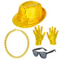 Kids Dance Hip Hop Jazz Costume Boys Sequin Vest Hat Sunglasses Set for Dance Party 8-9 Years Gold