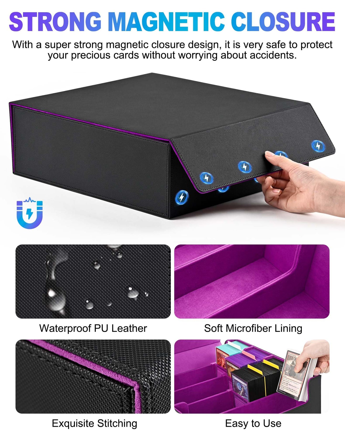 Uaono Card Storage Box For Trading Cards, 2400+ Mtg Commander Deck Box With 24Pcs Colorful Divider, Card Case Fits For Magic Tcg