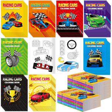 Spakon 48 Pcs Race Car Coloring Books Mini Bulk Racecar Party Favors Race Car Color Books Birthday Decorations Small Activity Bo