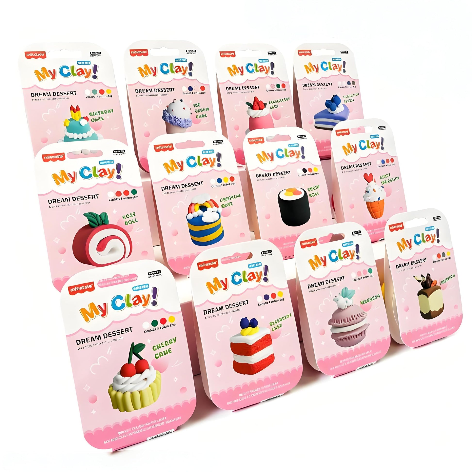 Air Dry Clay Dessert Kit for Kids - 12 Mini Dessert DIY Crafts with Tools, Birthday Cake & Ice Cream Pretend Food, Non -Toxic Ar