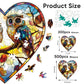 Stained Glass Heart Owls 500 Pieces Wooden Puzzles For Adults Unique Irregular Shape Fun Challenging Birds Puzzles For Kids And