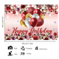 YinQin Red Flower Happy Birthday Backdrop 180x120 cm Floral Photography Background for Girls and Women