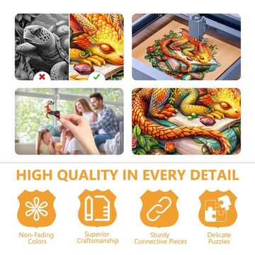 Wooden Puzzles For Adults - Sleeping Dragon Wooden Puzzle, Unique Shape Wooden Jigsaw Puzzles For Adults 470 Piece, Wood Puzzles