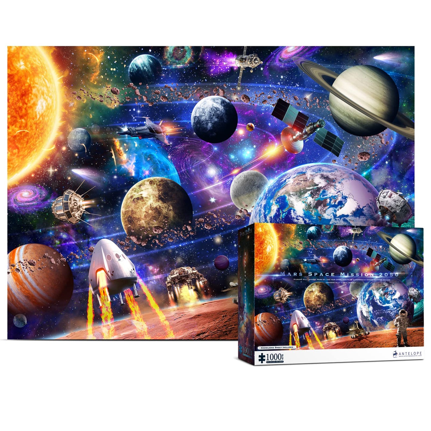 Antelope - 1000 Piece Puzzle For Adults, Space Mars Mission Jigsaw Puzzles 1000 Pieces, Solar System Puzzle - 1000 Pieces High Resolution, Matte Finish, Smooth Edging, No Dust Space Puzzle