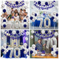 70Th Birthday Decorations For Men, Navy Blue Silver 70Th Birthday Balloons With Blue Happy 70Th Birthday Banner 70 Birthday Cake