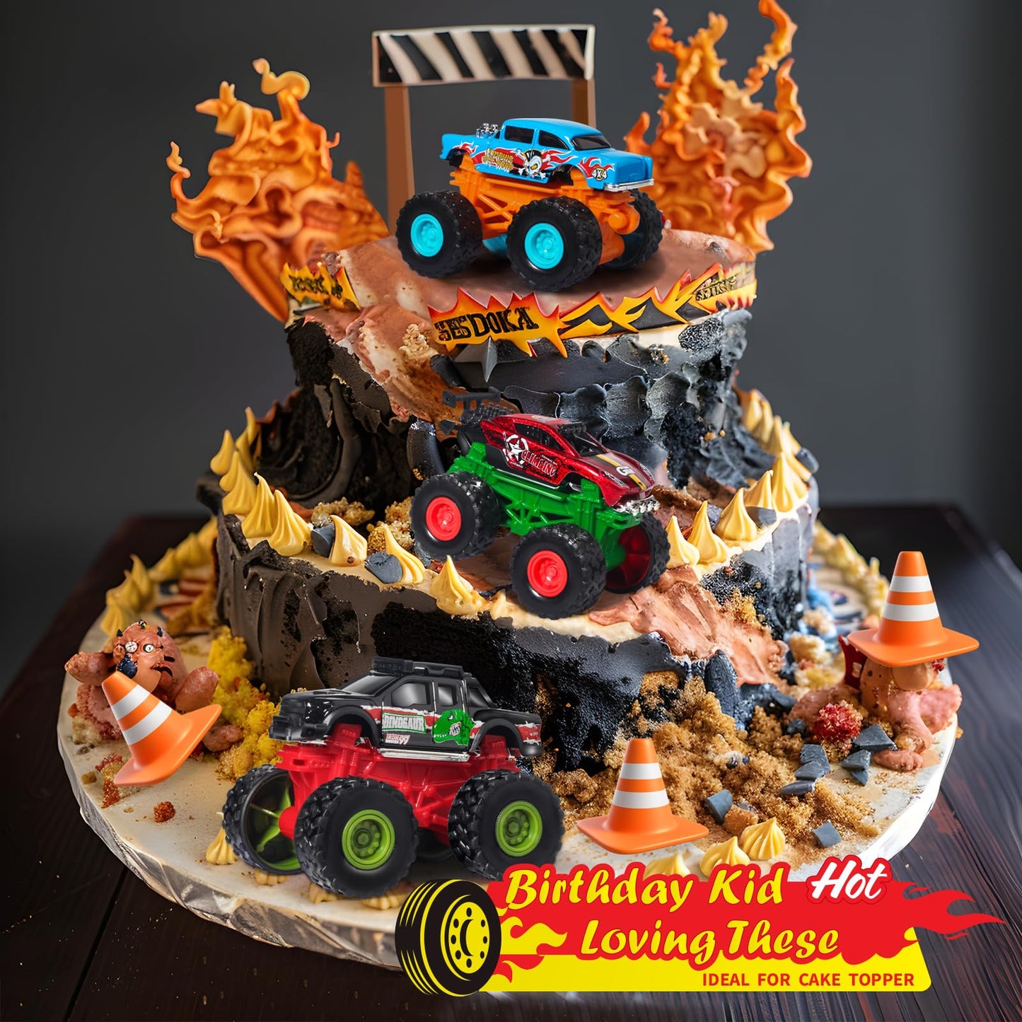 Oriate Monster Truck Toys Cars for Kids Boys Girls, Cool Stuff Diecast Toy Pull Back Monster Trucks Toys, Battery Free Stunt Tru