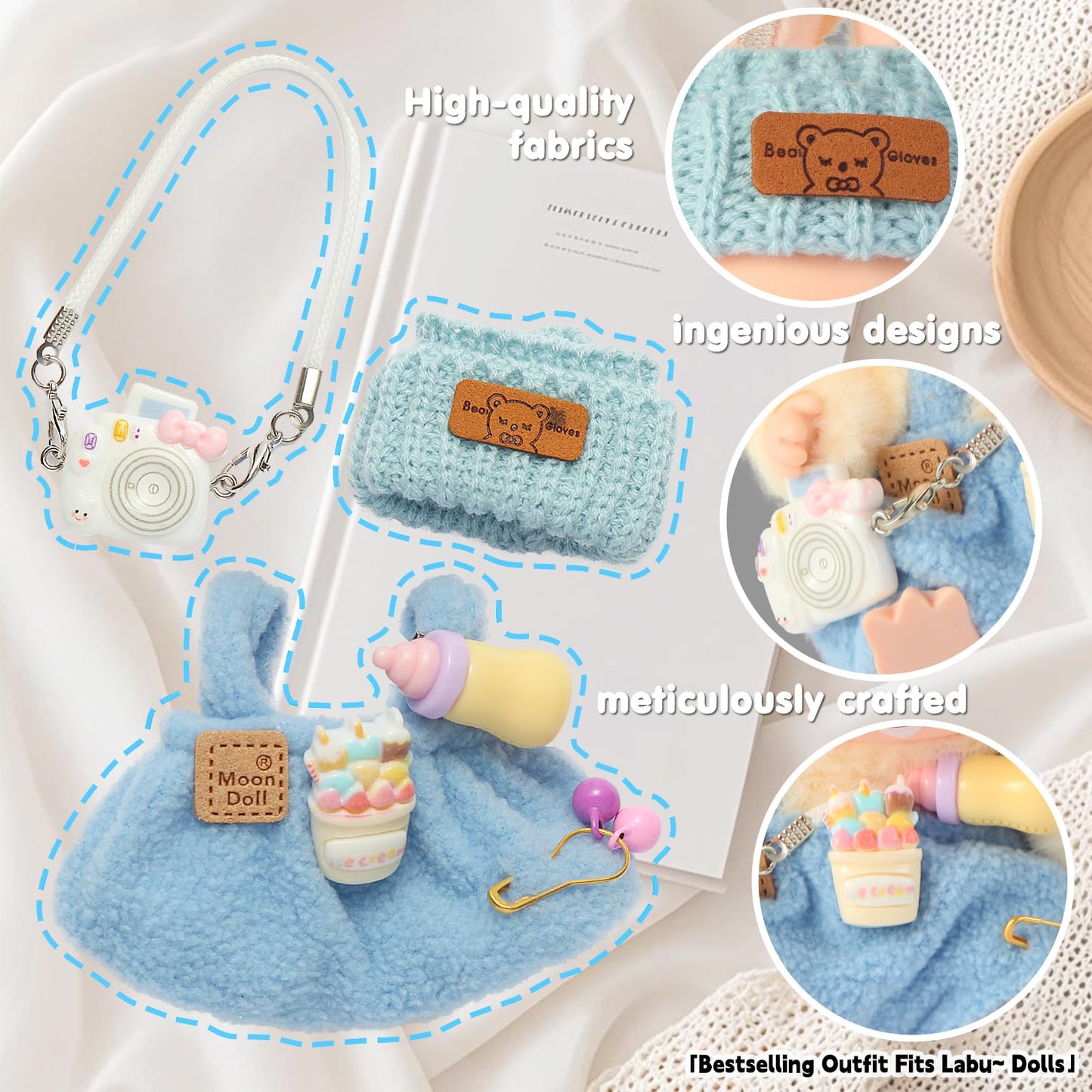 Ciunura 2025New Trendy Blue Clothes For Bubudoll, Designed For Bubuclothes, Multiple Stylish Outfit Sets For5.9-6.7In.Doll, Can