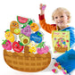 FoszaSzept Wooden Stacking Toys, Animal Wooden Balance Stacking Toys with Drawstring Bag, Montessori Balance Competition Storage