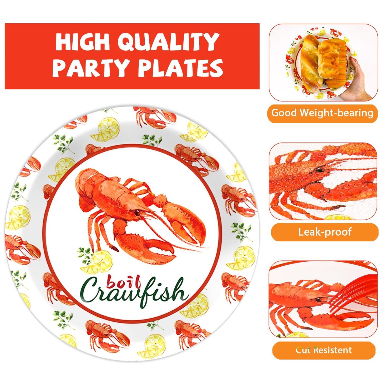 Qyeahkj 100Pcs Crawfish Boil Party Supplies Serve 25 Crawfish Plates Napkins For Lobster Seafood Shrimp Boil Decorations Crawfis