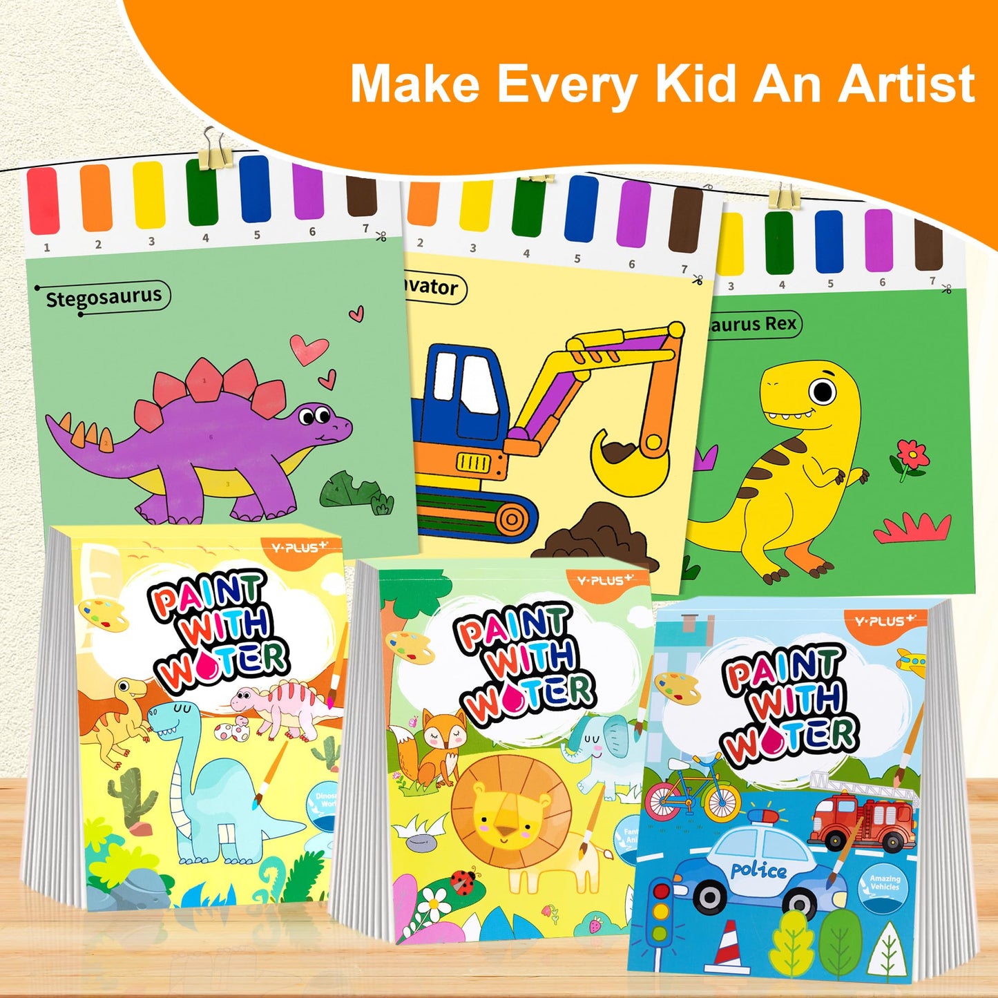 Yplus Paint With Water Books For Toddlers, Watercolor Painting Paper For Kids Ages 1-3, 2-4, Art Craft Gift For Drawing With Bru