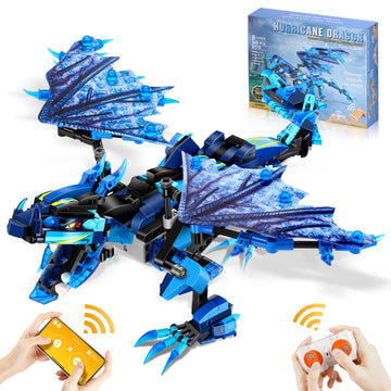 Sillbird Dragon Building Kit With Remote Control Stem Gifts For Kids Boys Ages 8-12, Technic Buildable Coding Toys For Birthday With 549 Pieces