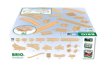 BRIO 36030 World Deluxe Track Pack - 70 Piece Wooden Train Set for Children 3 Years and Up | FSC-Certified Beech Wood | Compatib