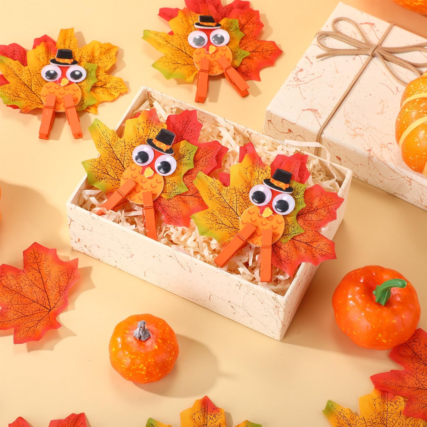 ForraFun 30 Pcs Thanksgiving Craft Kit DIY Thanksgiving Turkeys Ornaments Turkey Cards with Movable Wings for Fall Party Favors