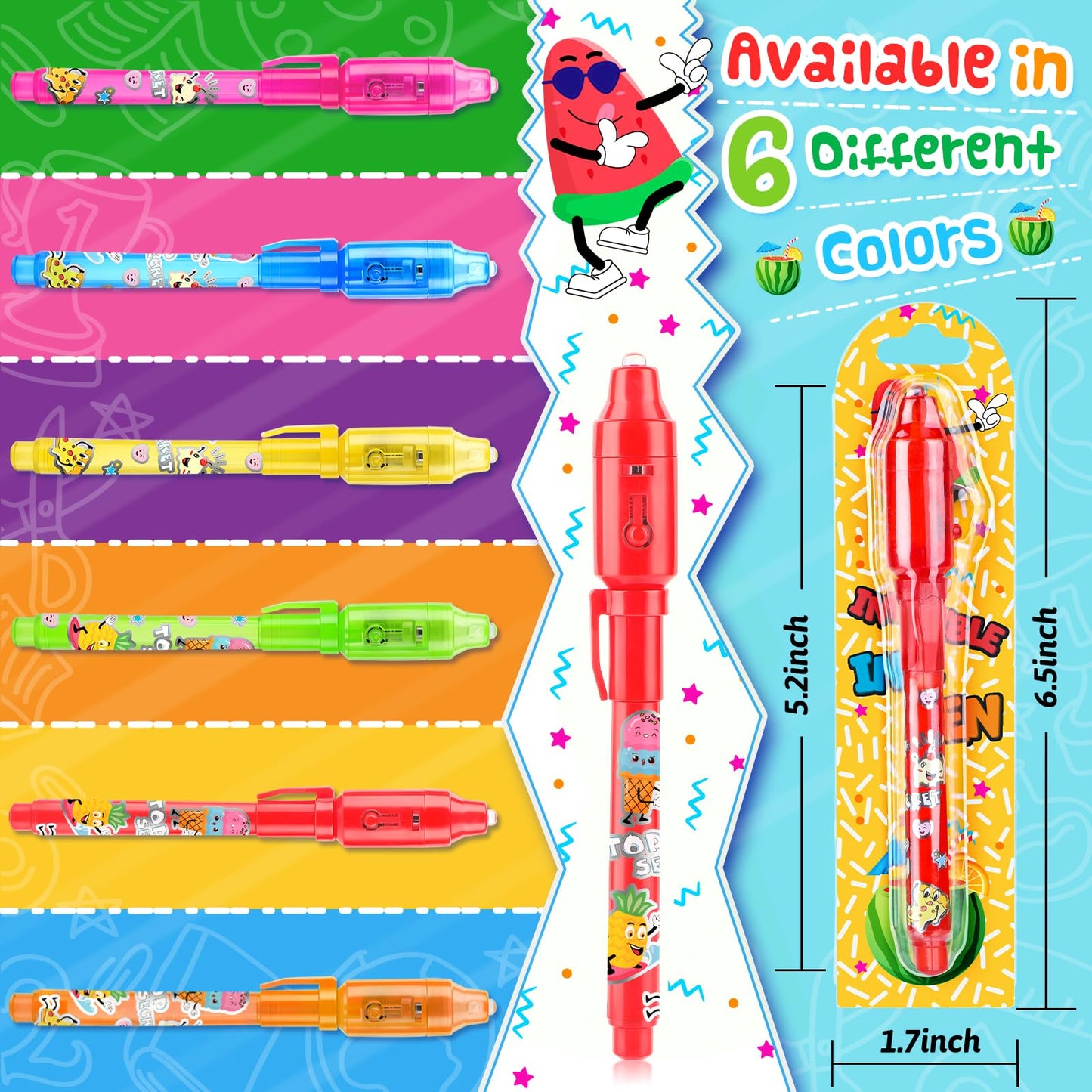 Joycover Invisible Ink Pen With Uv Light For Kids, Party Favors For Kids 4-6 8-12, 12Pcs Spy Pen Classroom Prizes School Supplie