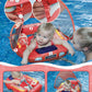 Mambobaby Baby Pool Float with Canopy  Kalolary Non-Inflatable Baby Swim Float Infant Swim Trainer Ring Toddler Pool Float with Adjustable Strap & Tile for 3-24 Months Age Boys Girls (Red Car)