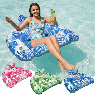 Ornnut Pool Floats Kids, 3 Packs Valued Pool Float Chairs for Kids, Upgraded Pool Chairs with Cupholders & 2 Handles, Summer Poo