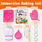 JaxoJoy Kids Cooking and Baking Chef Set - Pink Toddler Dress Up Clothes, Complete Kitchen Toys for Girls Ages 3-5, 11.1x9.4x1.4 inches