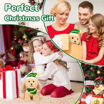 Hagusahuo Dog Plush Christmas Stuffed Animal Plush Toy, Cute Christmas Plush Dog Stuffed Puppy Doll For Kids Boys Girls, Kawaii