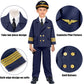 Latocos Pilot Aviator Costume For Kids Boys Girls Ages 3-12 Airline Captain Uniform Air Force Flight Suit For Career Day Dress U
