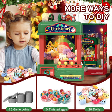 Aiqi Christmas Kids Claw Machine,Large Candy Vending Grabber,Prize Dispenser Toys For Girls Boys,Electronic Claw Game Machine Fo