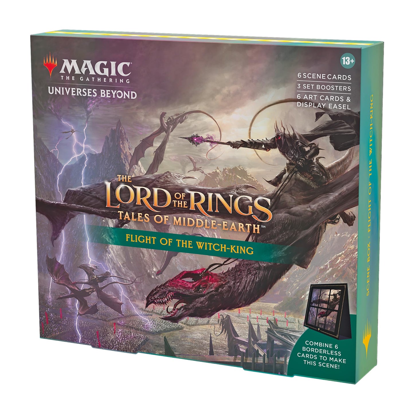 Magic The Gathering Scene Box - Flight of The Witch-King, 6 Scene Cards, 6 Art Cards, 3 Set Boosters, Multicolor, Model D34860000