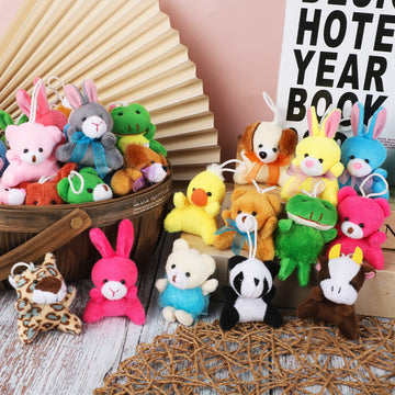 Fovths 48 Pieces Mini Plush Animals Toys Set Lovely Small Stuffed Animal Keychain Decor For Easter Hunts, Party Favors, Carnival