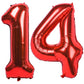 40 In Red Number Balloons Helium Foil Mylar Balloon Birthday Party Banquet Decoration Digital 14