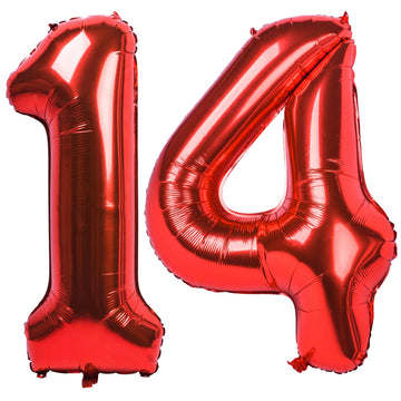 40 In Red Number Balloons Helium Foil Mylar Balloon Birthday Party Banquet Decoration Digital 14
